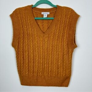 cupcakes & cashmere Mustard Cable Knit Sweater